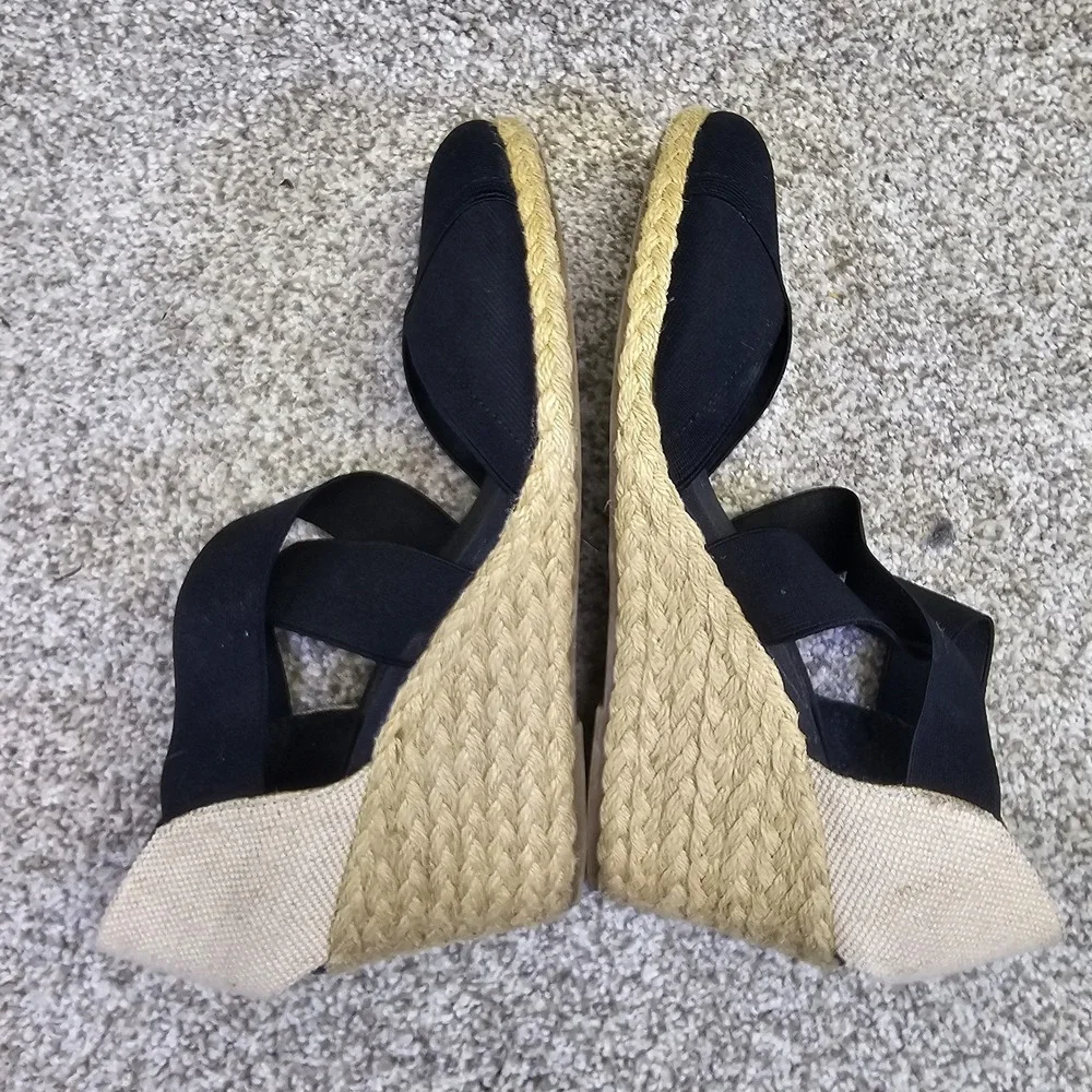 Lauren Ralph Lauren Charla Espadrille Elastic Closed Toe Navy Wedge Sz 10B